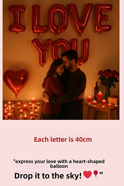 Baloncu Dede Red Heart Balloon Romantic Set Anniversary Valentine's Day Marriage Proposal Supplies and Ornaments