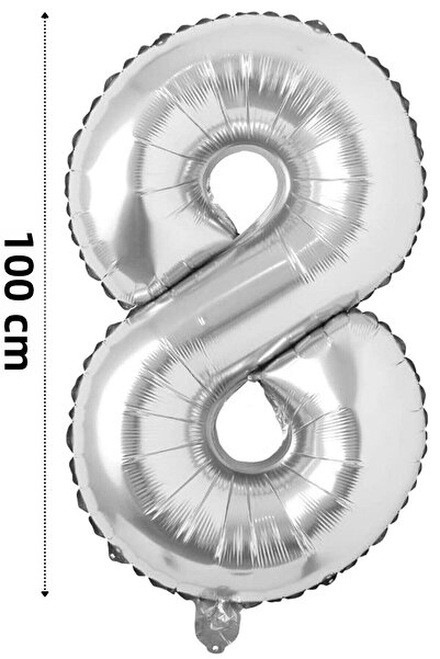 Happyland بالون فويل 8 عدد بالون هيليوم 100 سم لون فضي