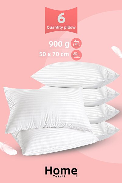 Eve Tekstil 6 Pieces Bottle Pillow - Striped Satin Zippered Anti-Allergic Washable Silicone Fiber High Filler 900 Gr