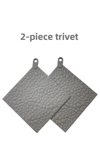 HOLLYHOME 2 Pieces Silicone Fireproof Stone Patterned Trivet, Teapot, Pot Mat...