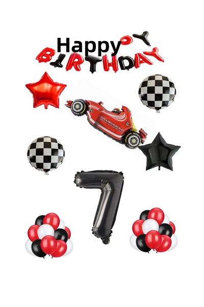 STAR PARTY مجموعة بالونات من رقائق اللاتكس تحت عنوان السباق باللون الأسود، ال...