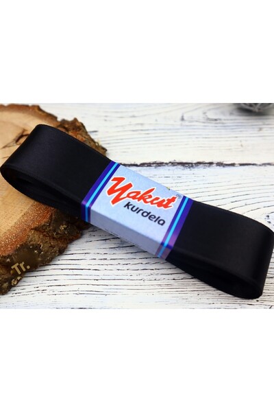 YAKUT Ornamental Materials 4 cm Satin Ribbon Black 1 Ball 10 Meters – Ribbon – Ribbon