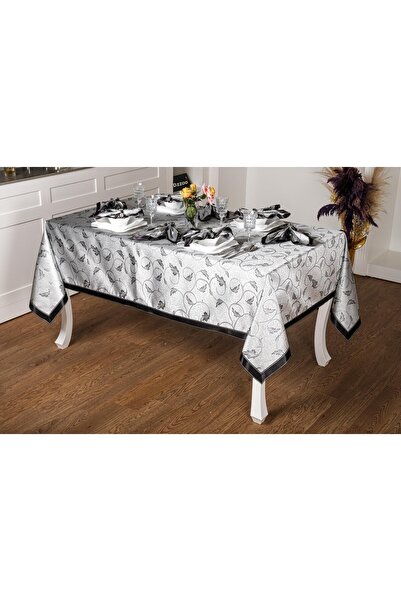 Finezza Επιτραπέζια σκεύη Aurora Jacquard Fabric Silver Black Tk. 8 Κ.λ. 160x230 εκ. 17 τεμάχια - 1267