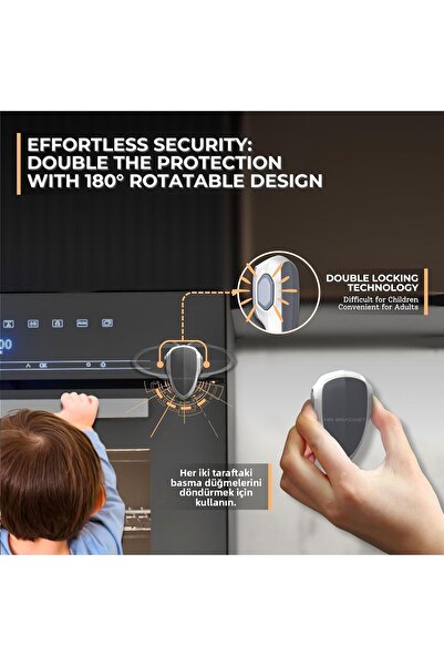 MR.BRACKET Oven Door Lock Heat Resistant Adhesive Gray White - Baby Safety Child Safety Lock