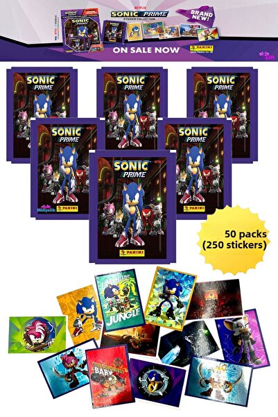 hediyecik مجموعة ملصقات بانيني سونيك برايم 50 عبوة (250 ملصق)