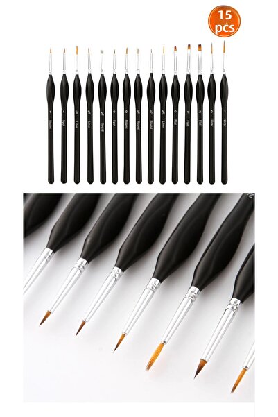 HANNAH Set de pensule pentru vopsea acrilică de 15 piese - cu sac cilindric potrivit pentru vopsea în apă și ulei