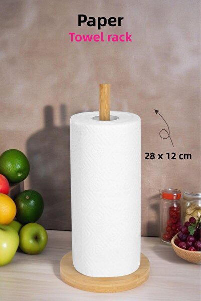 Open Home Concept 1Pc Bamboo Paper Towel Holder, Roll Paper Towel Holder, Decorative Napkin Holder