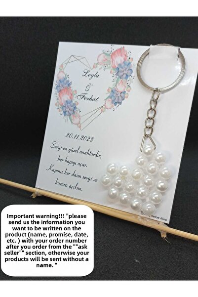 miray hediye ailesi Pearl Heart Keychain (24 Pcs)