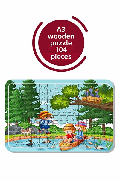 Baskı Atölyesi لغز من 104 قطعة من Cute Animals And Us مقاس A3، لعبة، منشار قطع