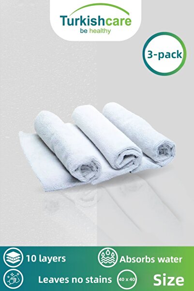 Turkishcare 3-Piece Imported Microfiber Magic Cloth Set Glass Kitchen and Auto Cleaning Cloth