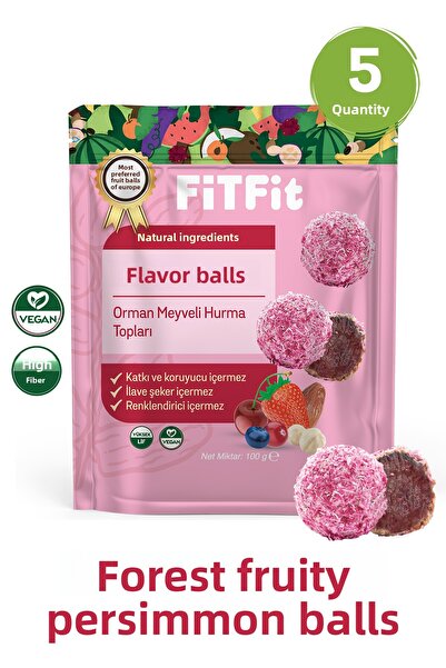 FitFit كرات ذات مذاق صحي بمكونات طبيعية |   كرات فاكهة التمر من فواكه الغابة،...