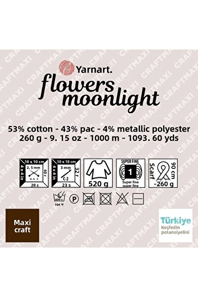 Yarnart Flowers Moonlight - Glittery Ebruli Πλεκτό στο χέρι -3253