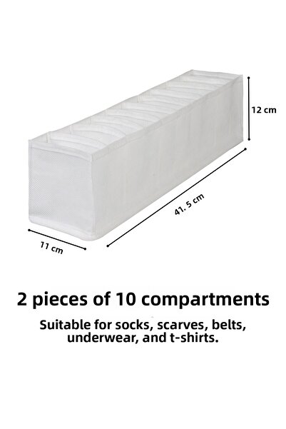 REKHOME Set de 2 dulap alb cu 10 compartimente în interiorul sertarului tip acordeon Organizator pliabil pentru rufe