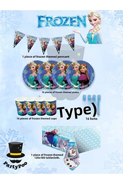 PartyPoo Set de aniversare Frozen Elsa - Concept Frozen Elsa & Anna pentru 16...