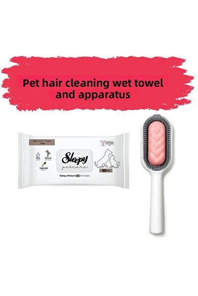 Dream Plus Wet Towel for Cat and Dog - Hair Collection Tool with Wipes Attachment, Sleepy Petcare