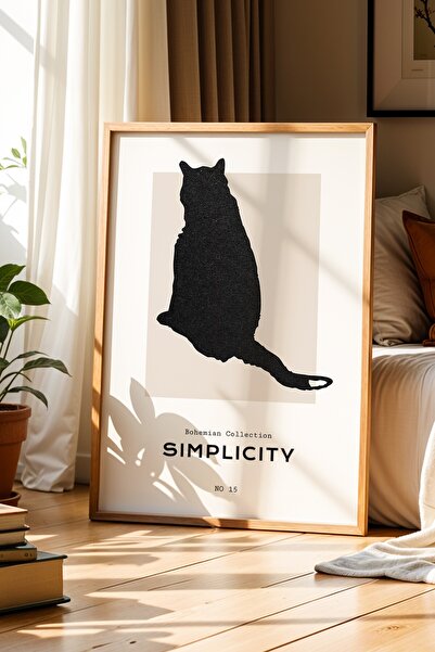 Opak Design Simplicity Cat Silhouette Σχέδιο Ζωγραφική τοίχου με φυσικό ξύλιν...