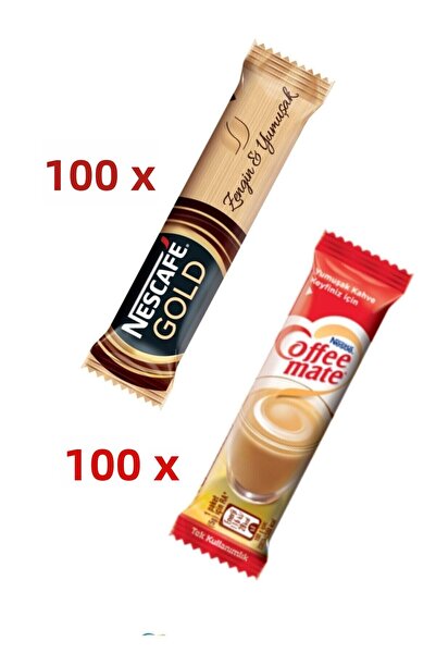 Nescafe طقم ذهبي وقهوة 100 قطعة - 2 و 5 جرام