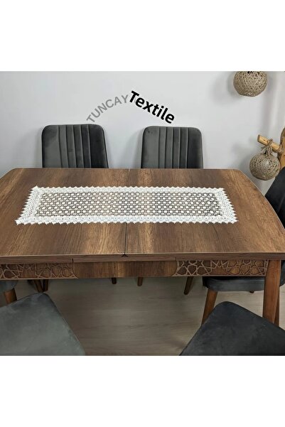 TUNCAY TEKSTİL Паяжина Гипюр полиестерен бегач Ранир покривка за масичка за кафе френска гипюр покривка бяла