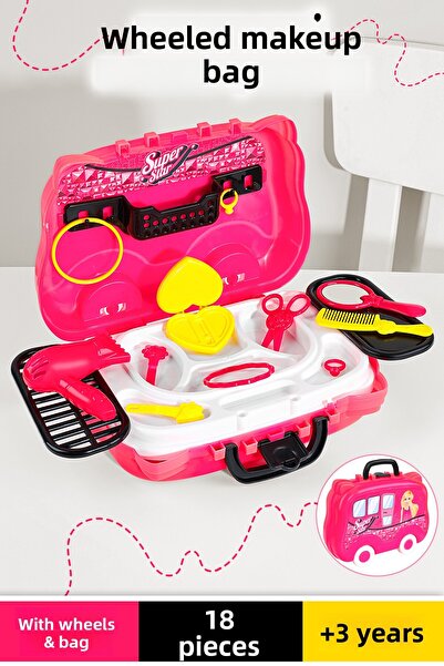 Meleni Toys 18 Pieces Wheeled Toy Hairdresser Set - Kids Profession Play with...