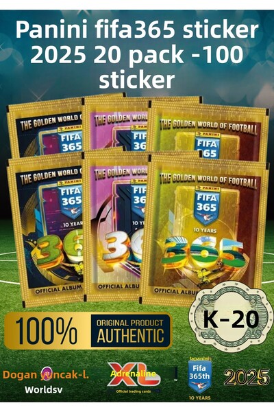 Doğan Oyuncak Dünyası Panini Fifa 365 2025 Sticker - Trading Player Card with 20 Pack Football Player Stickers