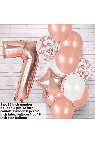 DÜVENCİ TİCARET Rose Gold Age Balloon Set-1-2-3-4-5-6-7-8-9