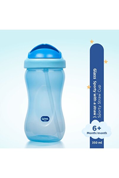 Wee Baby Blue Glass with Straw 350 ml