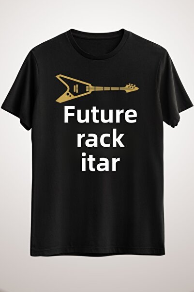 GreenMint تي شيرت أسود للجنسين للأطفال فيوتشر روك ستار - جيتار جيتار موسيقى ت...