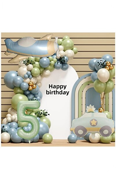 BİDOLUMUTLULUK Foil Balloon Set with Retro Colorful Airplane and Police Car -...
