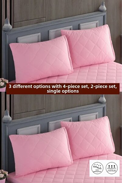 sevilya 4 Pieces 100% Cotton Quilted Zippered Liquid Proof Colorful Pillow Cover Pillow Protector