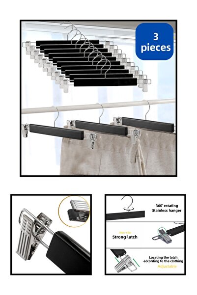 Manken İstanbul Deluxe 3 τεμάχια Μαύρο Ξύλινο Παντελόνι και Κρεμάστρα Φούστας