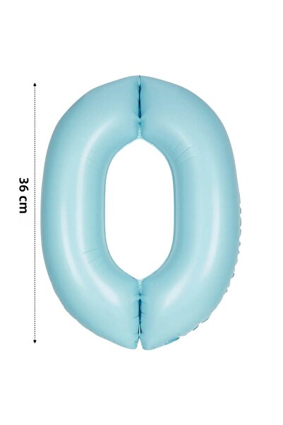 Onay Store بالون فويل رقم 0 بالون هيليوم 36 سم لون أزرق ريترو - بالون عمر 0 ​...