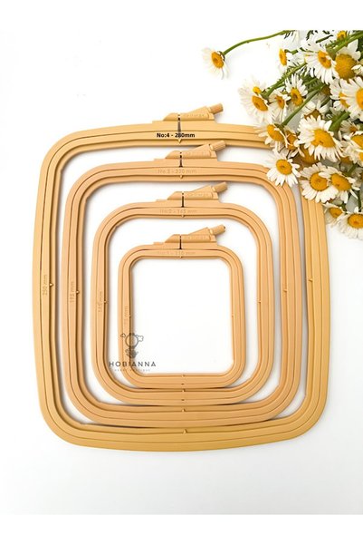 Hobianna Nurge Square 4-Piece Plastic Hoop Set - Cross Stitch, Embroidery, Panhose, Cross Stitch