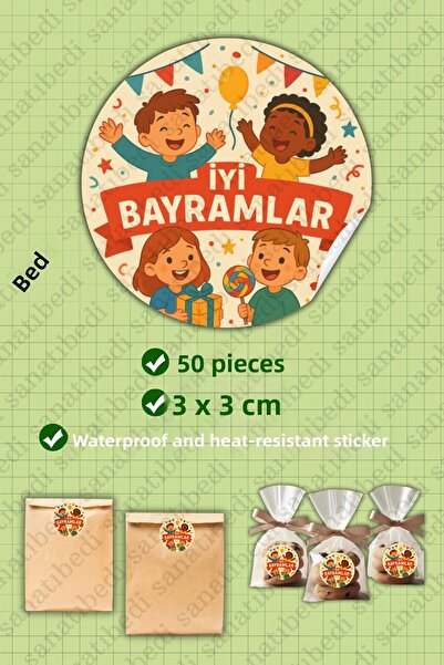 sanatıbedi 50 قطعة من الملصقات ذات الطابع العيد الجيد - ملصق تغليف هدايا العي...