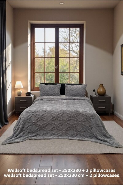 VESSİNOHOME Set cuvertură de pat dublă Wellsoft Seriile Orion 230×250 + 2 fețe de pernă pătură
