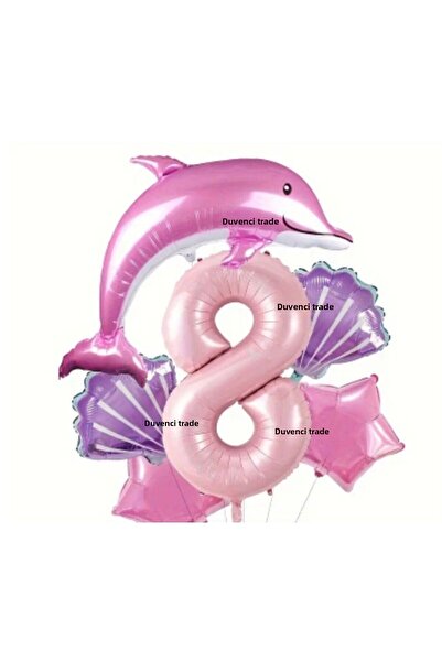 DÜVENCİ TİCARET SET BALON DIN FOIL DOLPHIN BALIĂ DE CULOARE ROZ 6 BUC