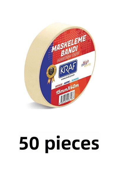 MTKardeşler 50 Τεμάχια Ταινία Μασκαρίσματος 15 Μm X 40 Μέτρα Χαρτοταινία