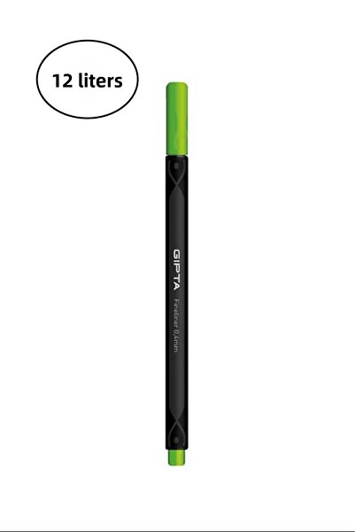 Gıpta Triangle Green Fineliner Pen - 0.4 Mm, Cardboard Box, 12 Pieces