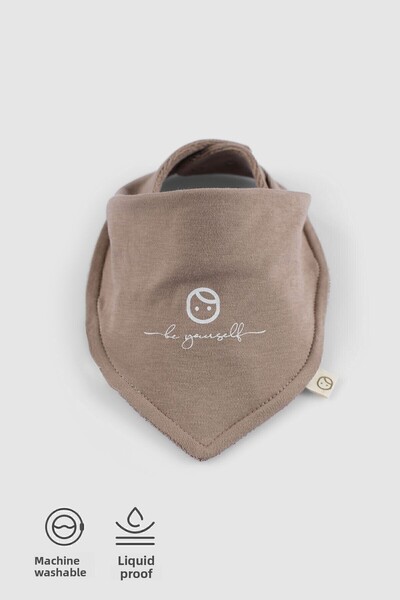 Little Gusto مريلة وشاح مقاومة للسوائل من القطن العضوي البني