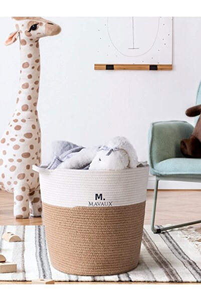 MaVaux Coș țesut și ghiveci pentru flori de 40 cm-36 cm - Material din iută ș...