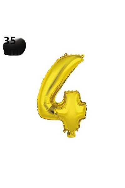 Parti Dükkanım 4 بالونات فويل أرقام ذهبية (35 سم)