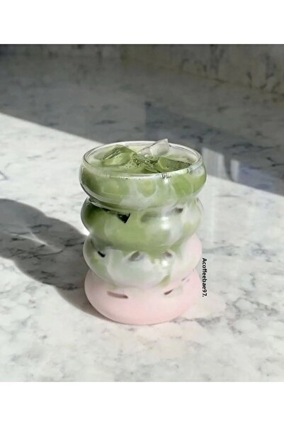 AELA HOME كوب على شكل شريط من زجاج البورسليكات المقاوم للحرارة - قطعة واحدة