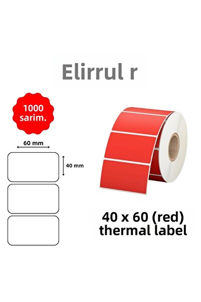 Elit Rulo ملصق باركود إليتروولو 40x60 أحمر حراري - 1000 قطعة