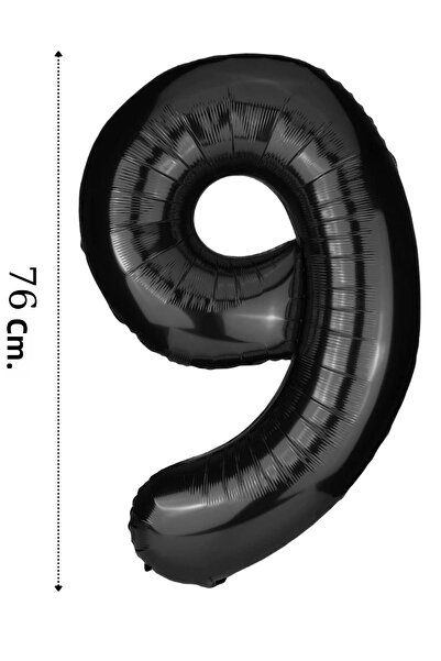 ELGALA بالون فويل رقم 9 بالون هيليوم 76 سم لون أسود