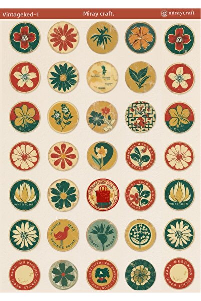 MirayDesign 1 autocolant tematic vintage roșu (12x17 cm) pentru Bullet Journa...