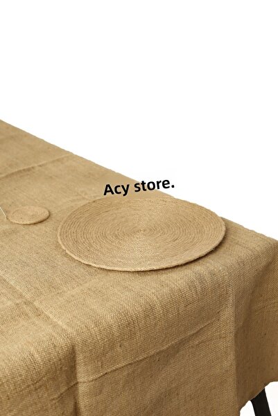 ACY STORE Покривка за маса от юта 150 x 300 см, плетена, едноцветна, модел 1 брой