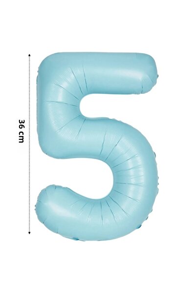 Onay Store بالون فويل بالون هيليوم رقم 5 36 سم لون أزرق ريترو - بالون عمر 5 -...