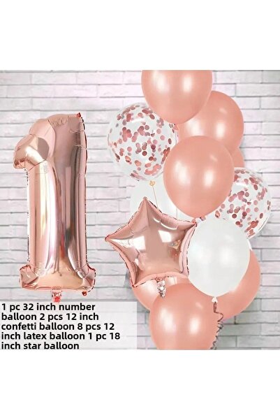 DÜVENCİ TİCARET Rose Gold Age Balloon Set-1-2-3-4-5-6-7-8-9