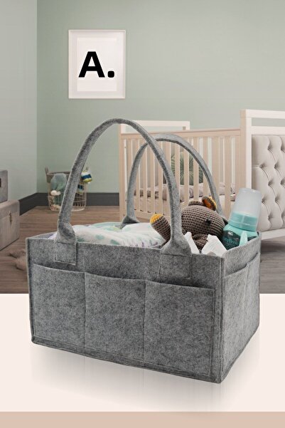 JASPER Plain Gray Felt Mother Baby Care Bag Organizer Gray