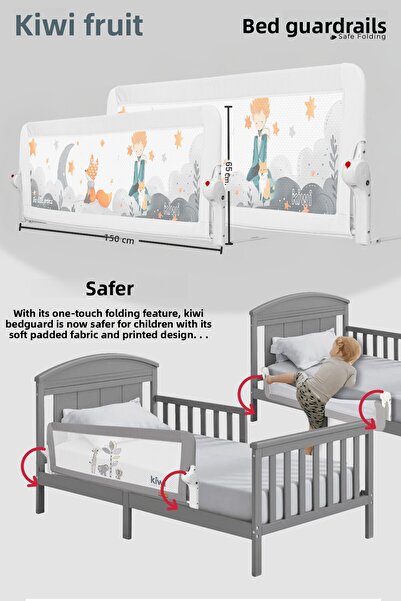 Kiwi Extra Padded Fabric Children's Bed Protector - Barrier & Railing White