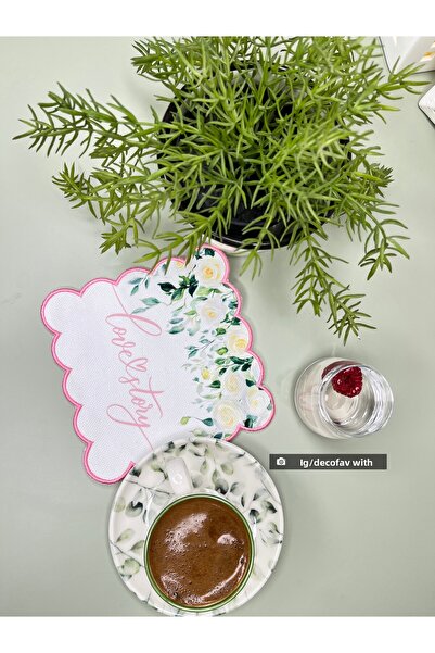 DECO Love Story cu Slogan Servetel Cocktail cu Motive de Trandafiri Albi 1 Buc